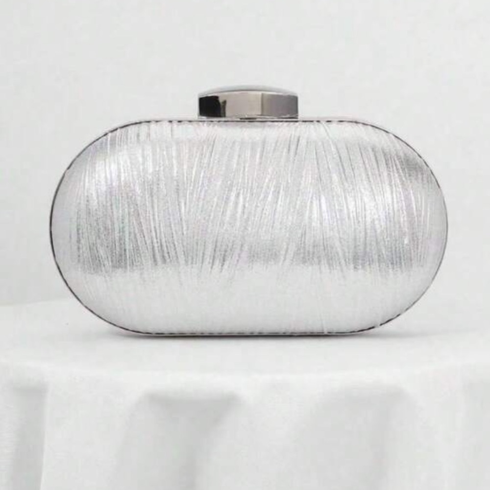 Metallic Silver Evening Clutch - Women Bags